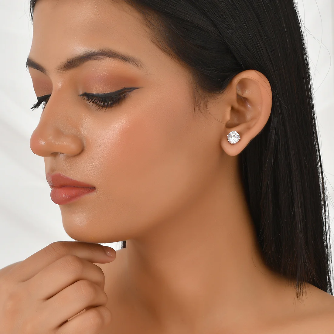 Elegant CZ Studded 925 Sterling Silver Earrings - Image 2