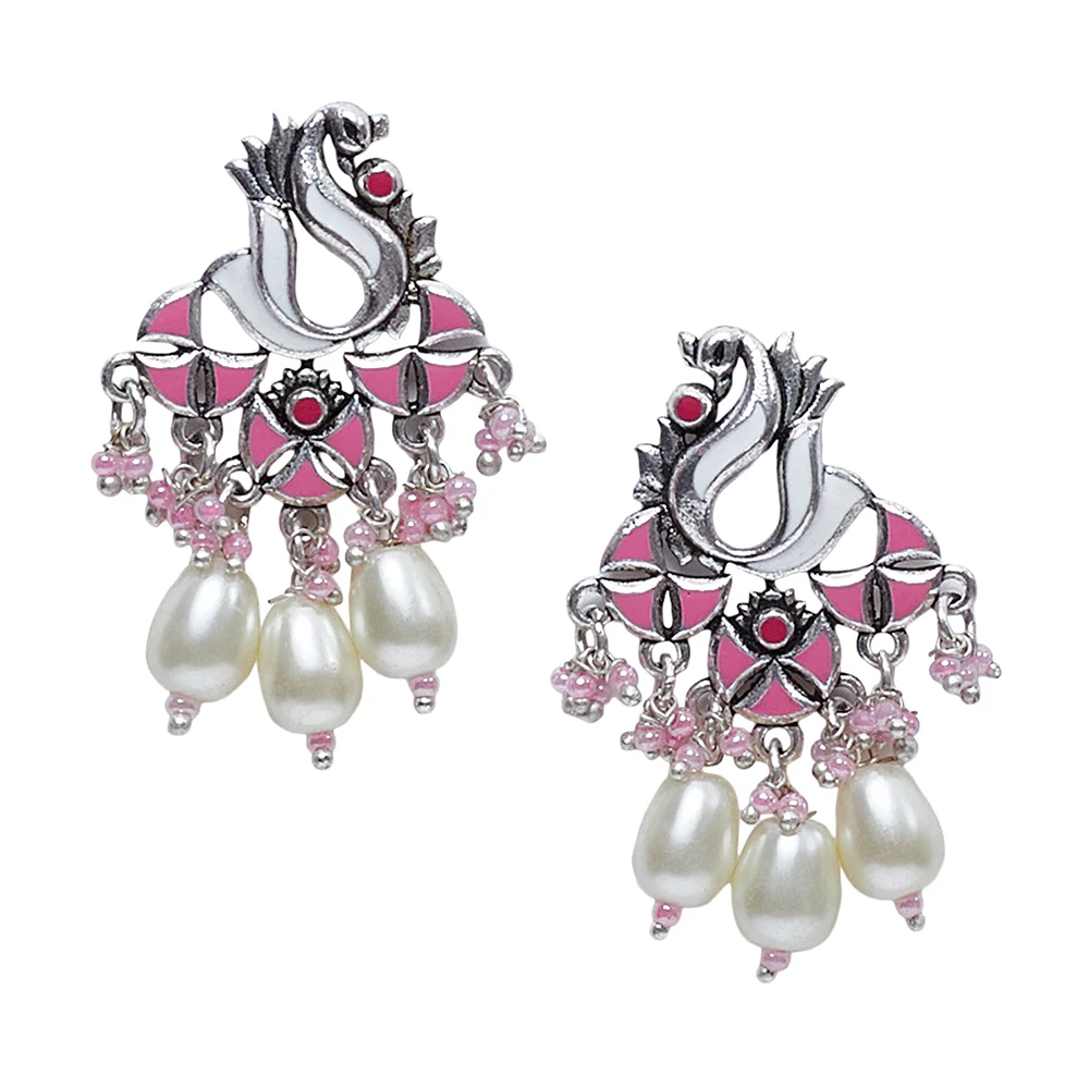 Elegant Earrings with Lovely Enameling - Image 3