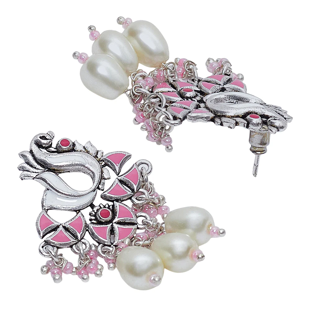 Elegant Earrings with Lovely Enameling - Image 4