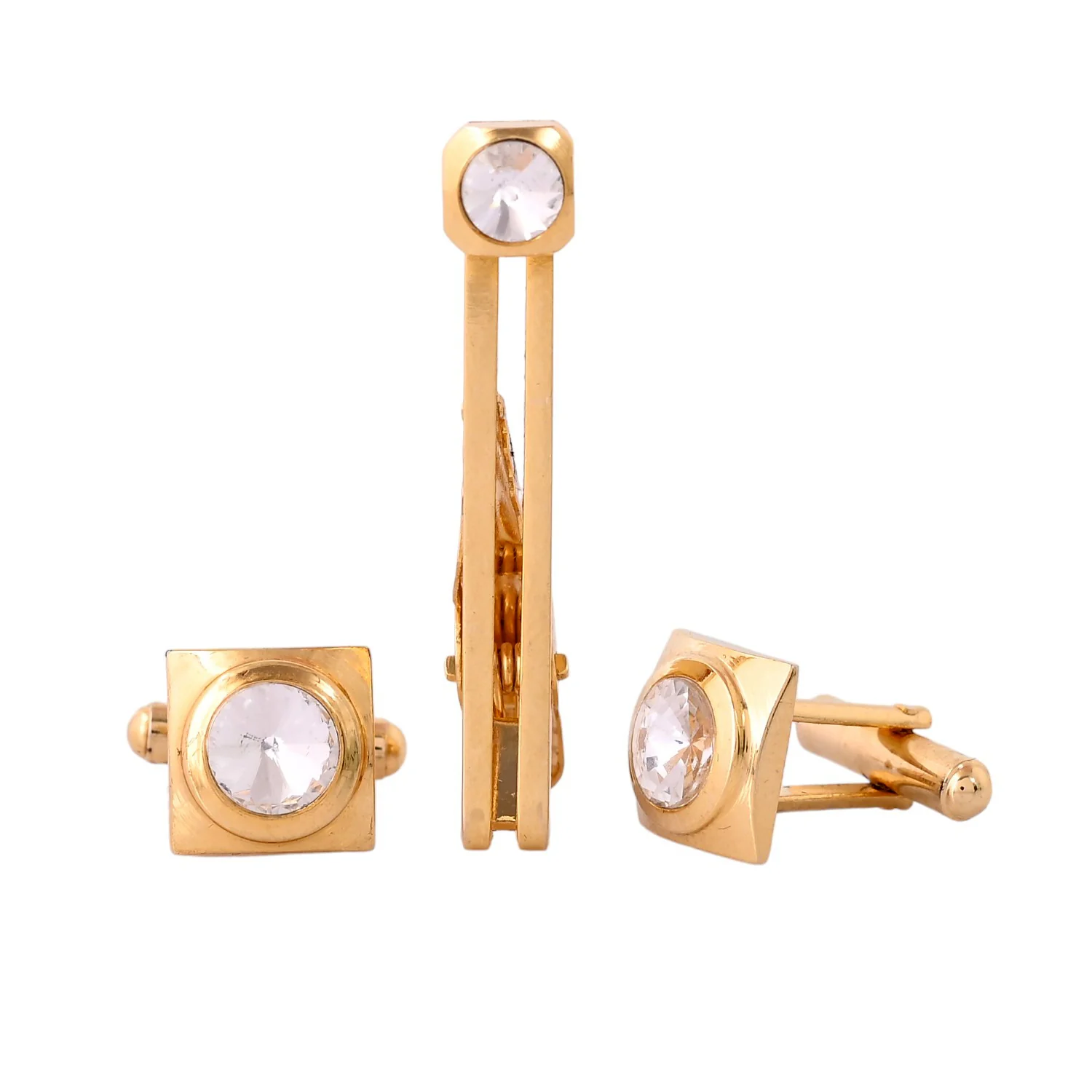 Elegant Golden Tie Pin and Cufflink Set - Image 3