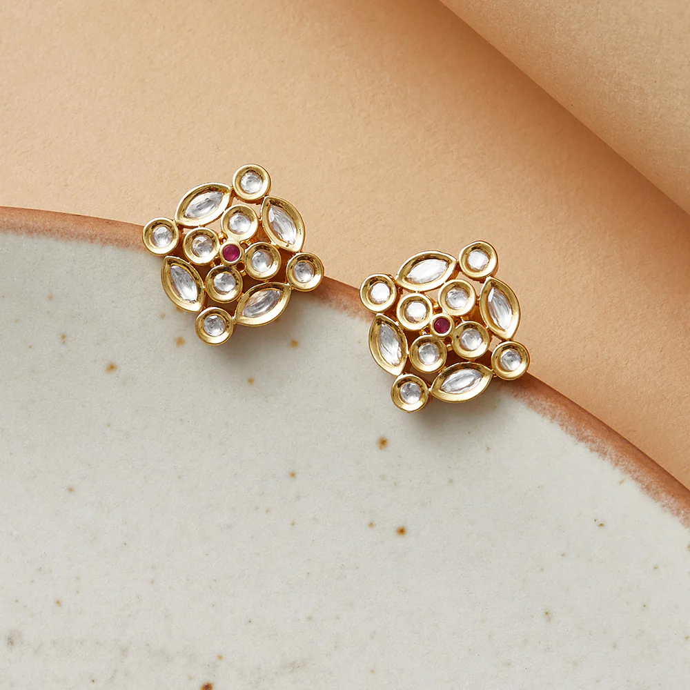 Elegant Kundan Stud Earrings