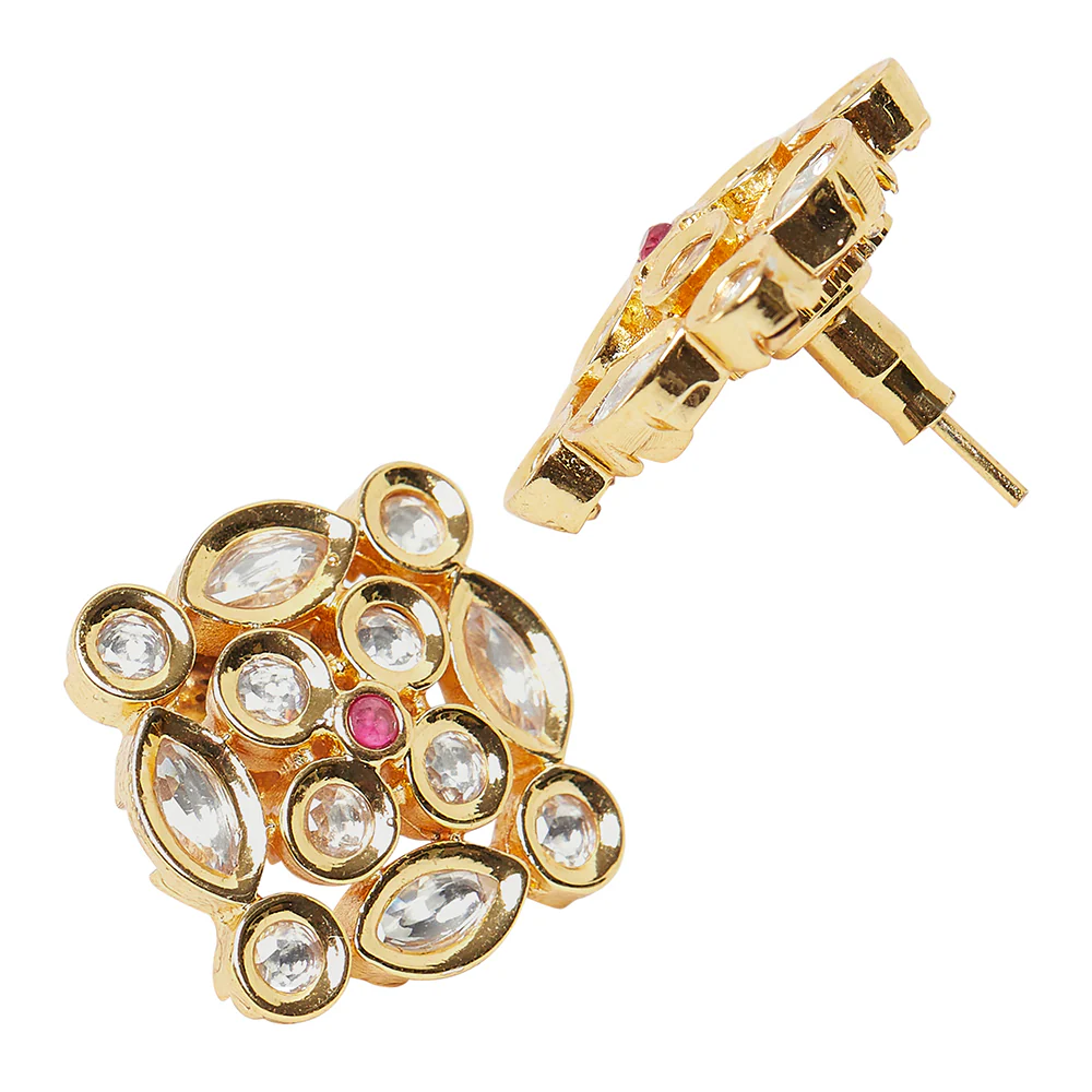 Elegant Kundan Stud Earrings - Image 4