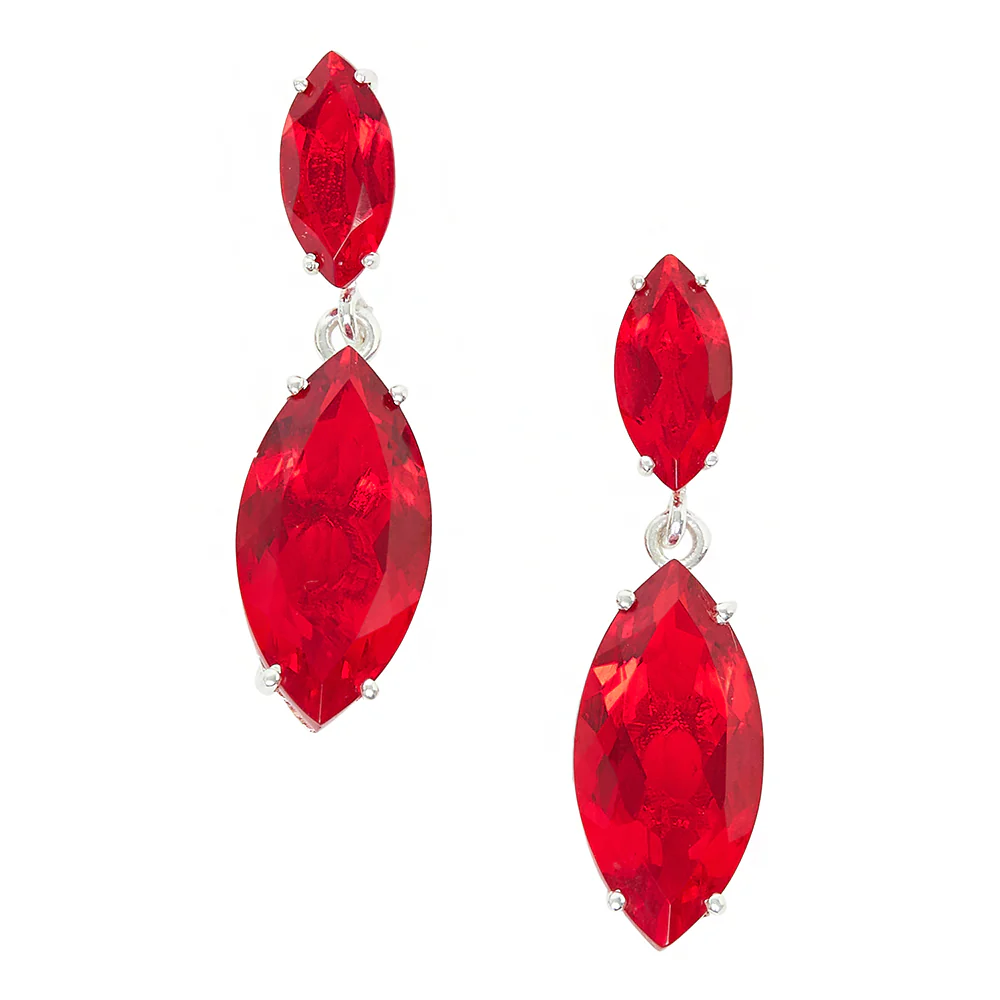 Elegant Sterling Silver Earring Adorned With Red Stones - Image 3