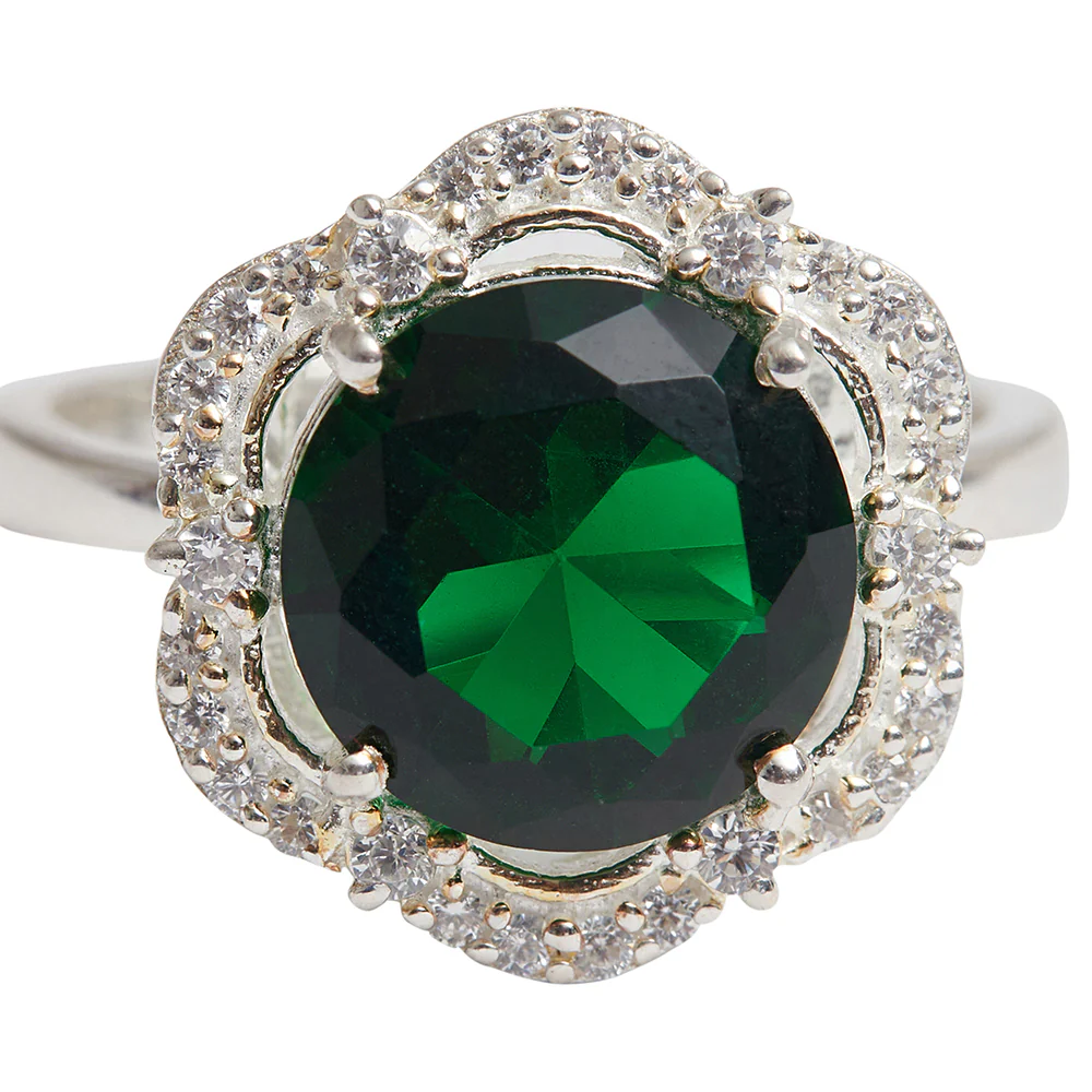 Elevated Emerald CZ 925 Sterling Silver Adjustable Ring - Image 4