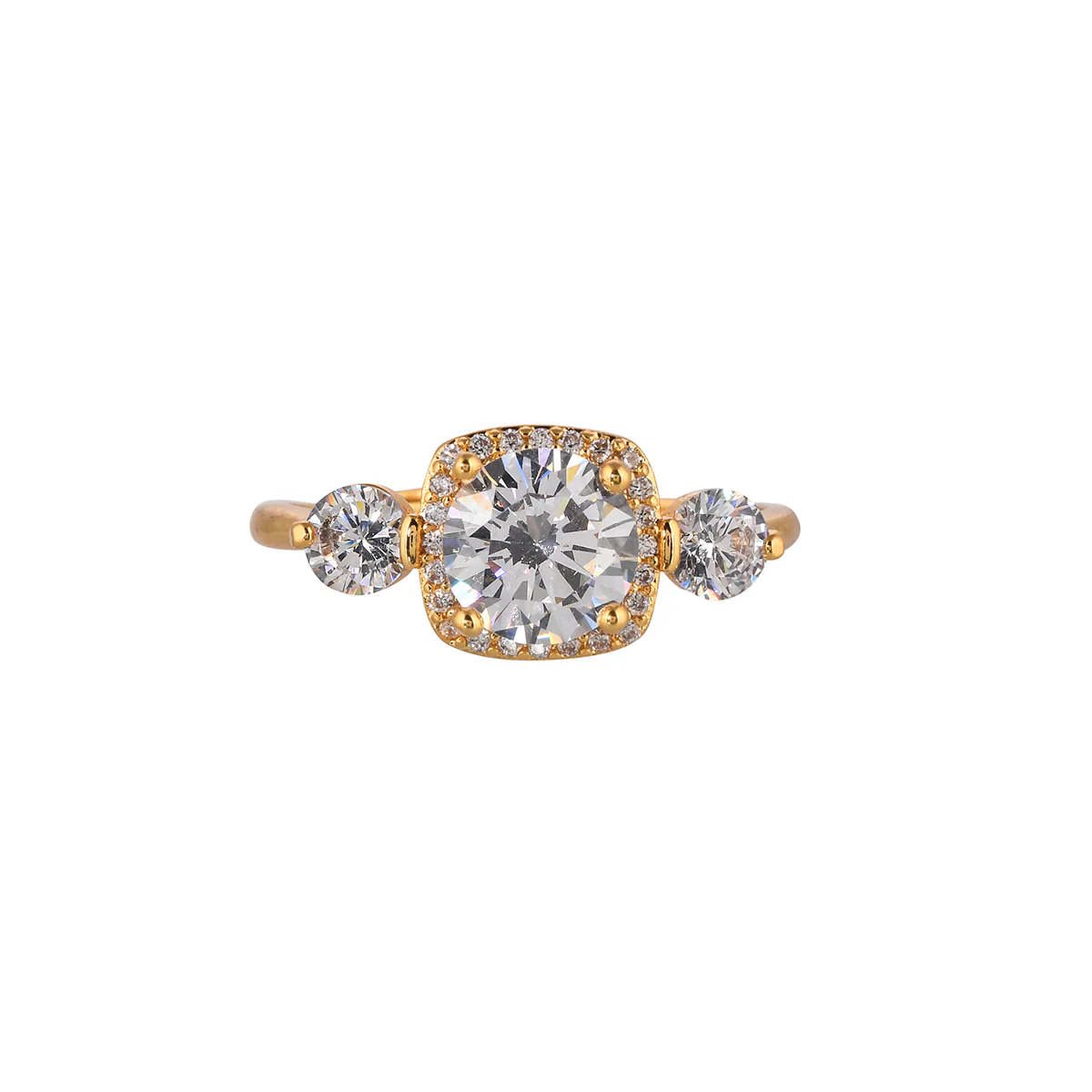 Emerald and Round Cut CZ Gold Plated Ring - Image 3