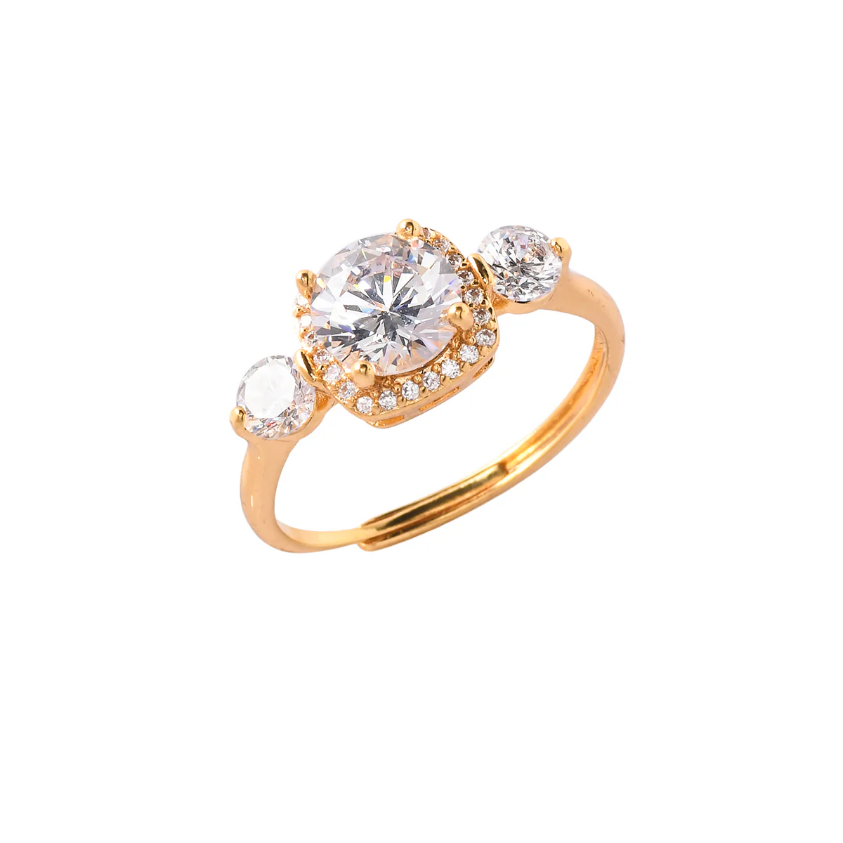 Emerald and Round Cut CZ Gold Plated Ring - Image 4