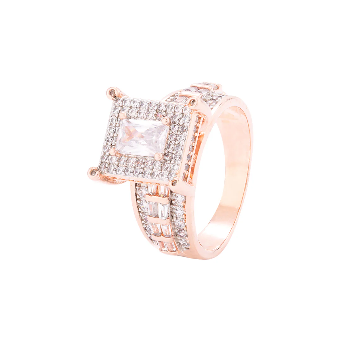 Emerald Cut American Diamond Gem Adorned Ring - Image 3