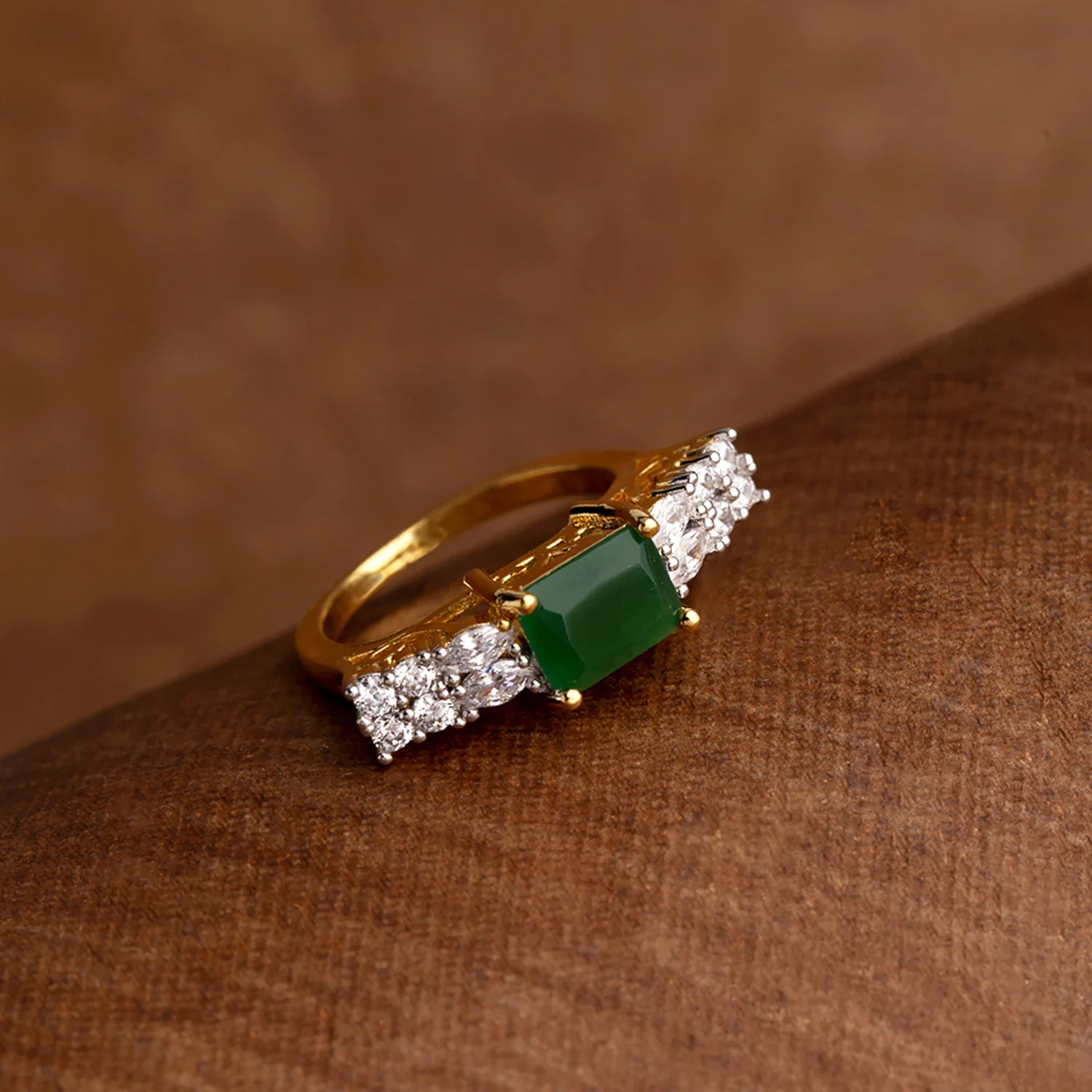 Emerald Cut Zircon Embellished Ring