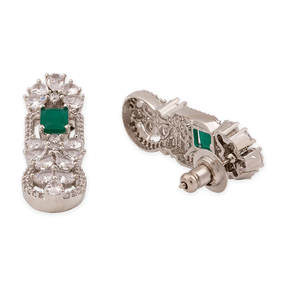 Emerald Studded Shiny Necklace Set - Image 6