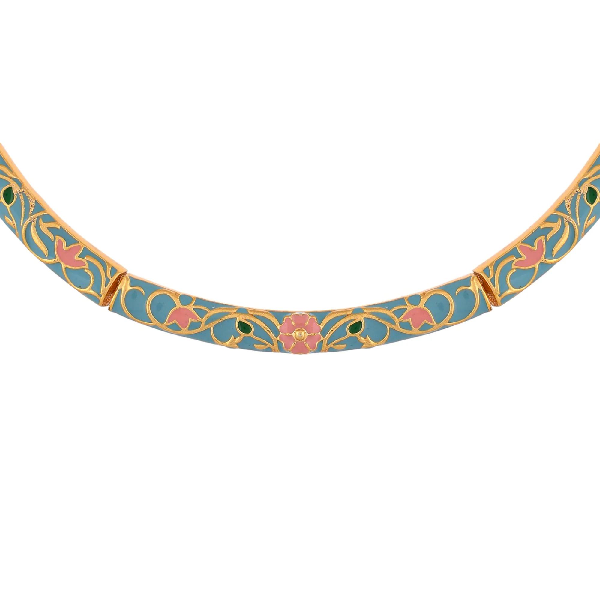 Enameled Elegance Blue And Pink Enamel Jewellery Set - Image 5