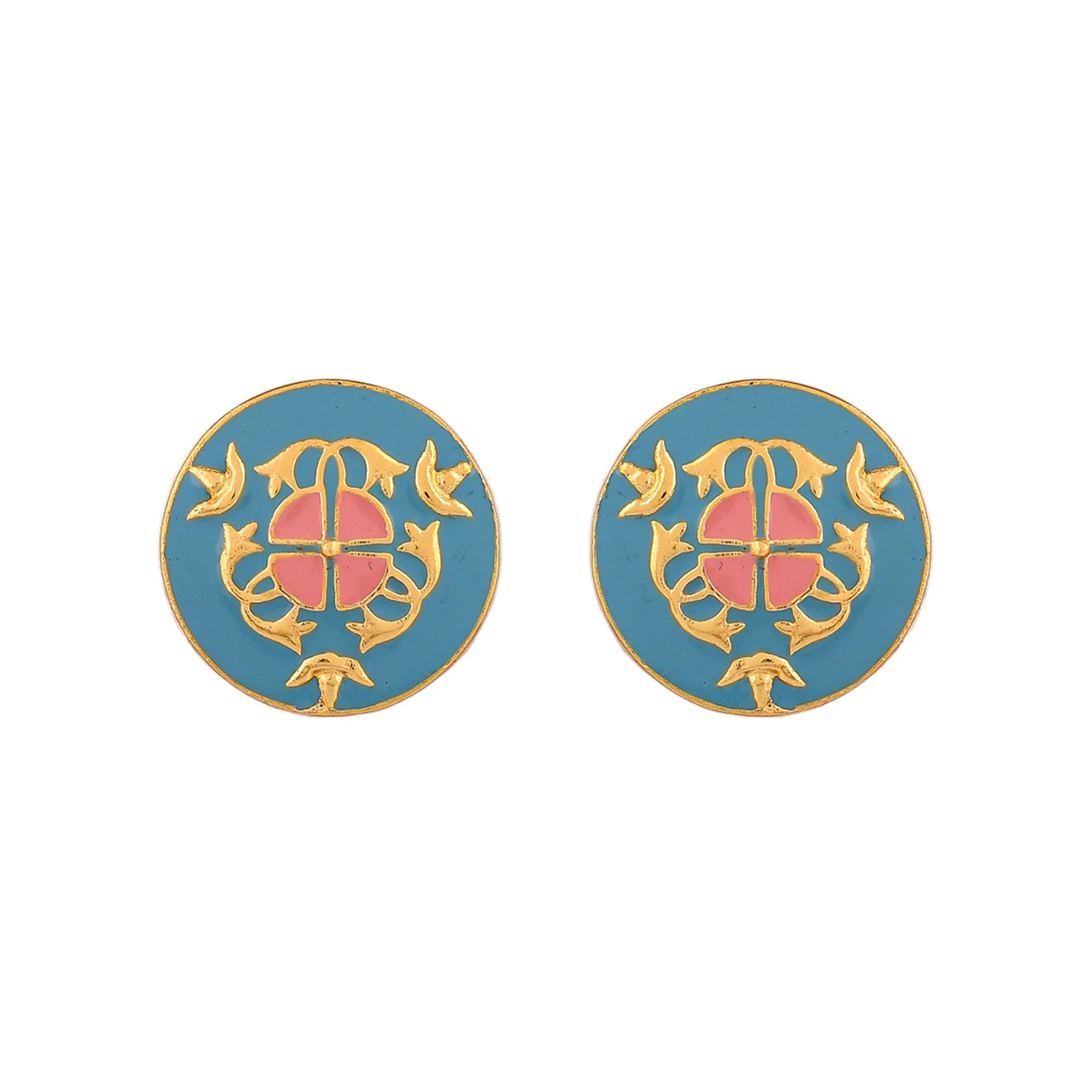 Enameled Elegance Blue And Pink Enamel Jewellery Set - Image 6