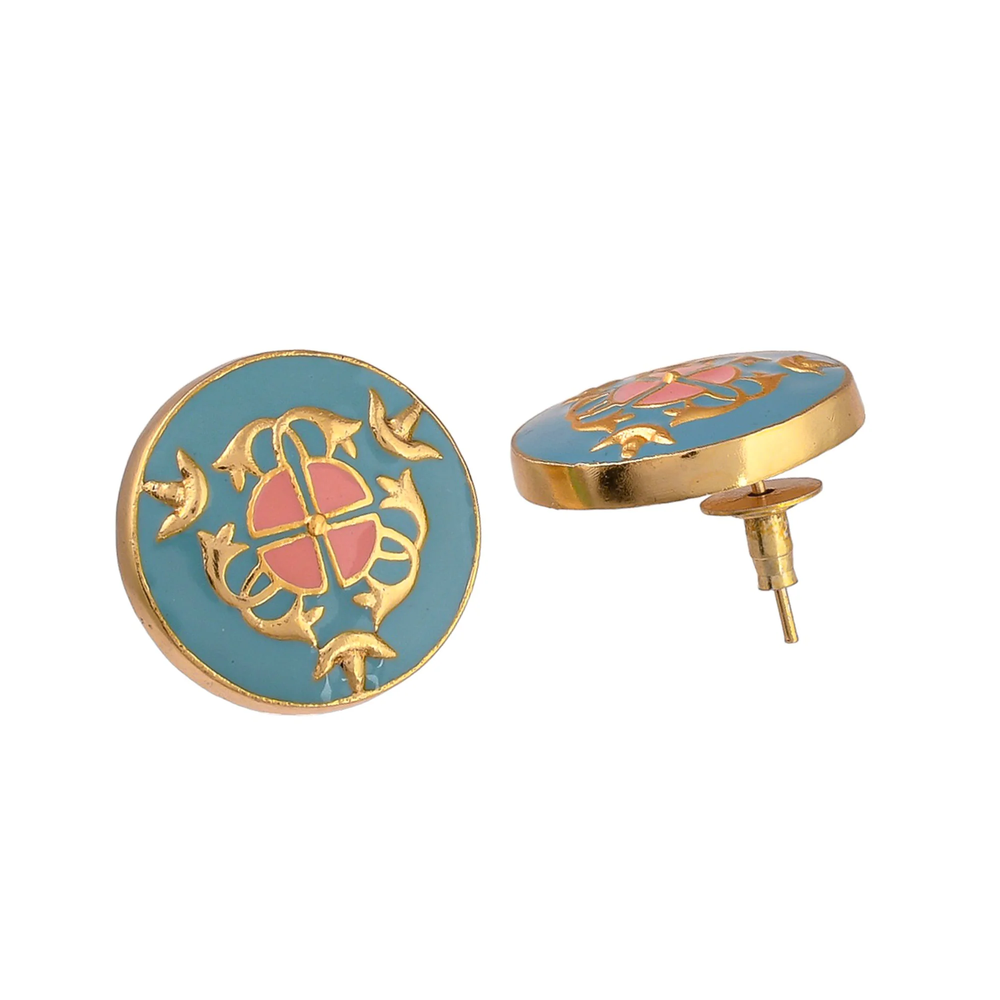 Enameled Elegance Blue And Pink Enamel Jewellery Set - Image 7