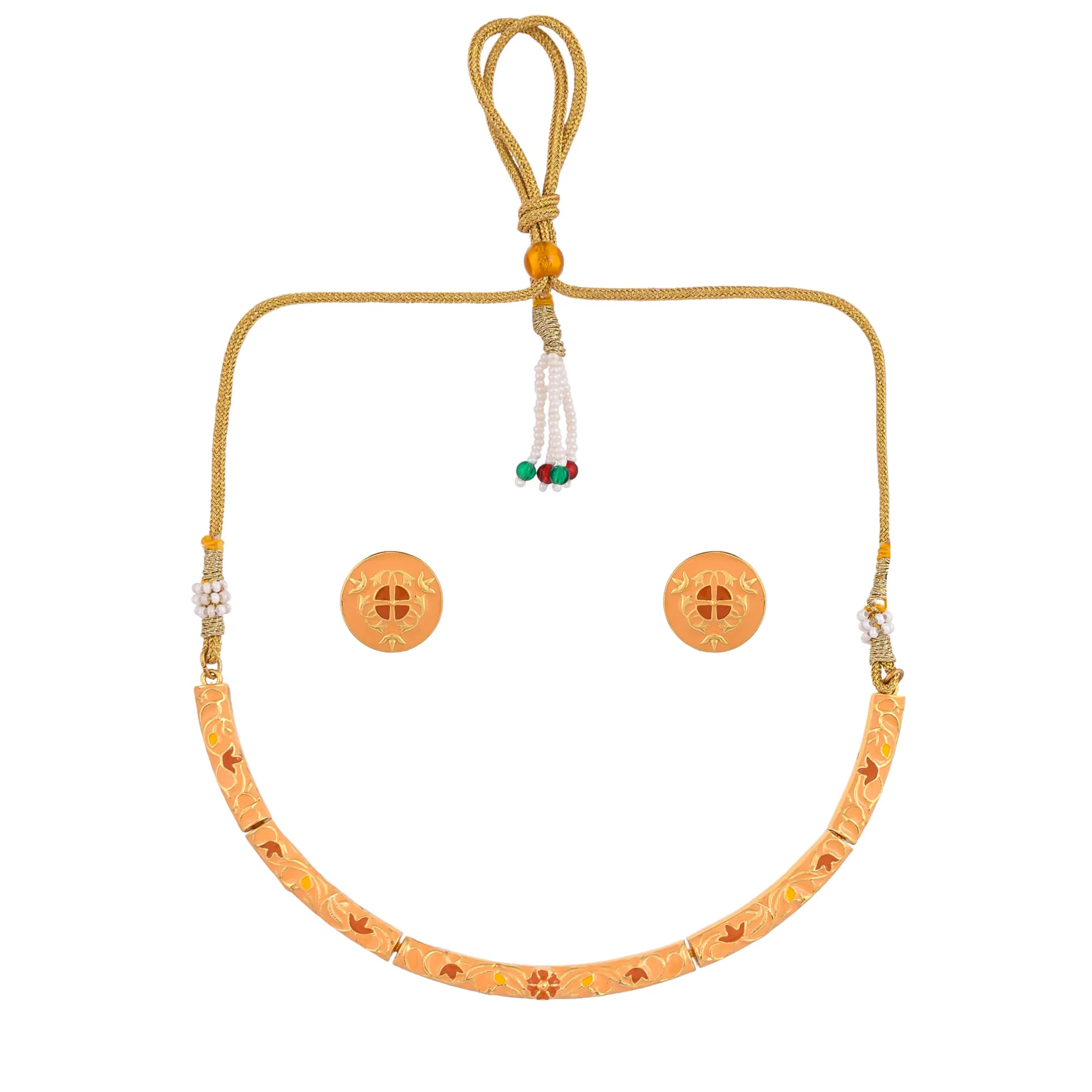 Enameled Elegance Gold Plated Jewellery Set - Image 5