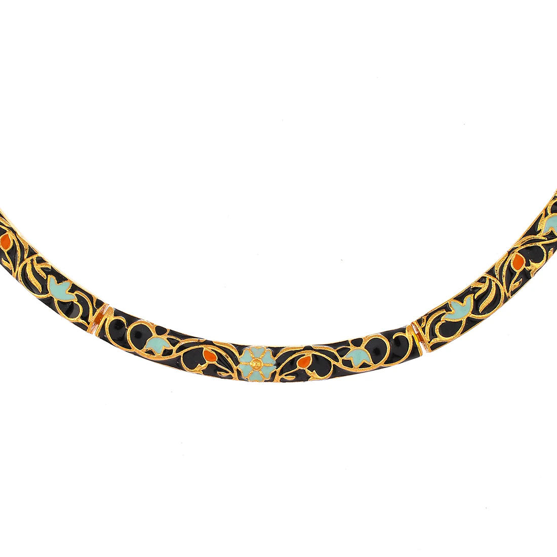 Enameled Elegance Black Gold-Plated Necklace Set - Image 4