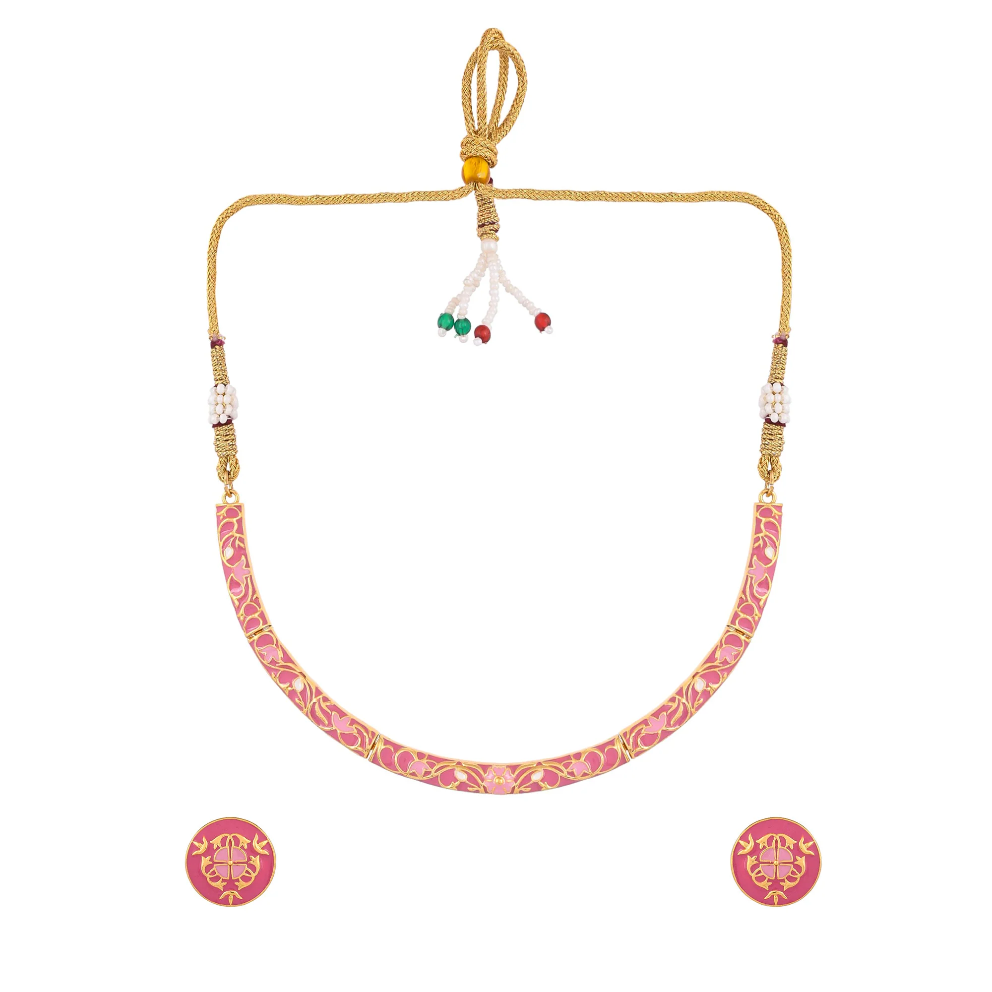 Enameled Elegance Pink Enamel Jewellery Set - Image 5