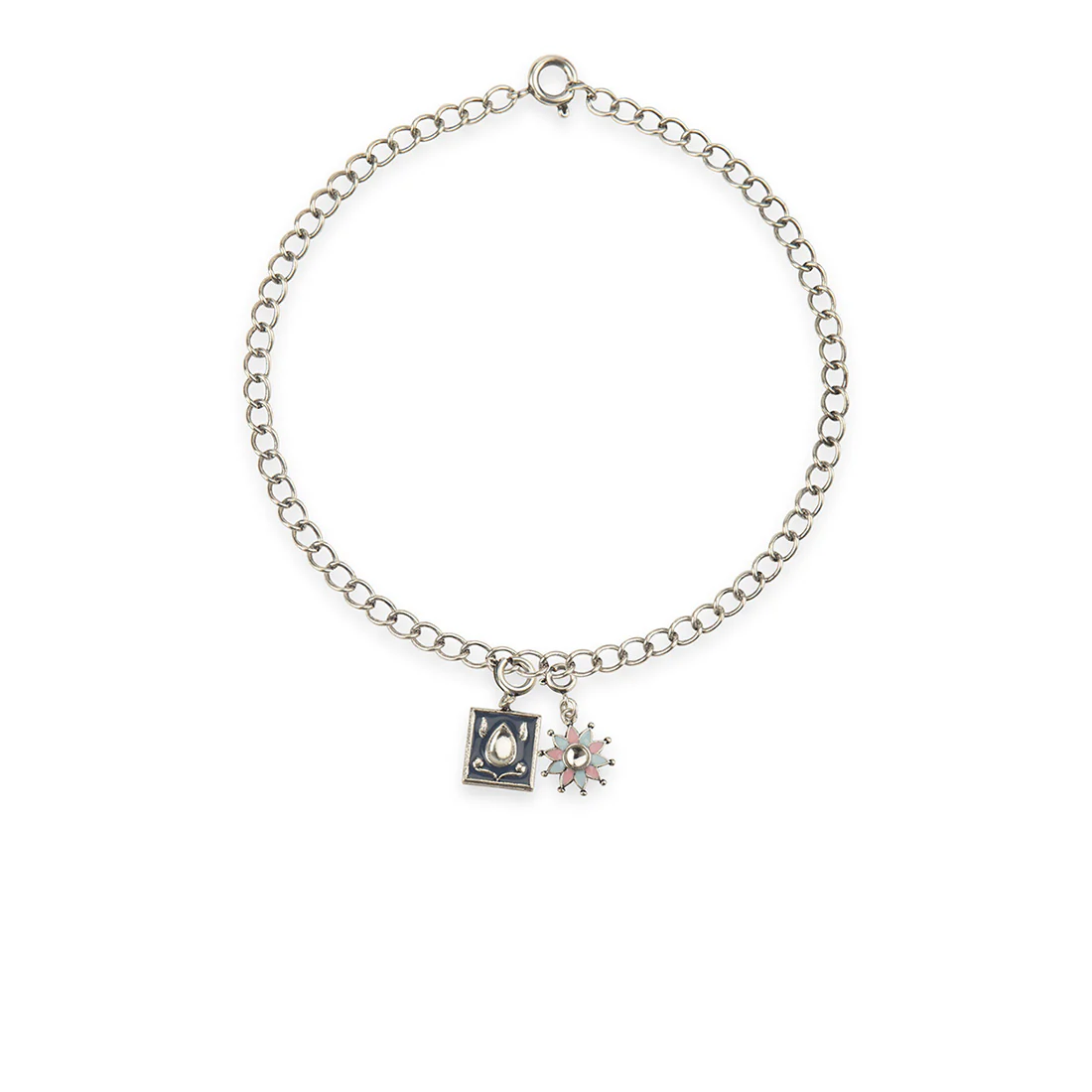 Enameled Floral Charms Pendant with Bracelet - Image 4