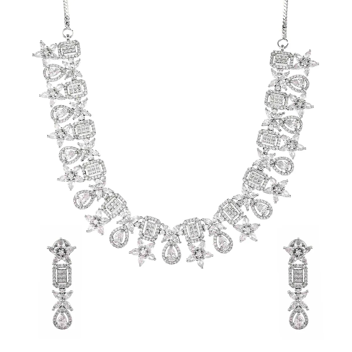 Sparkling Elegance Floral Patterns Jewellery Set - Image 3