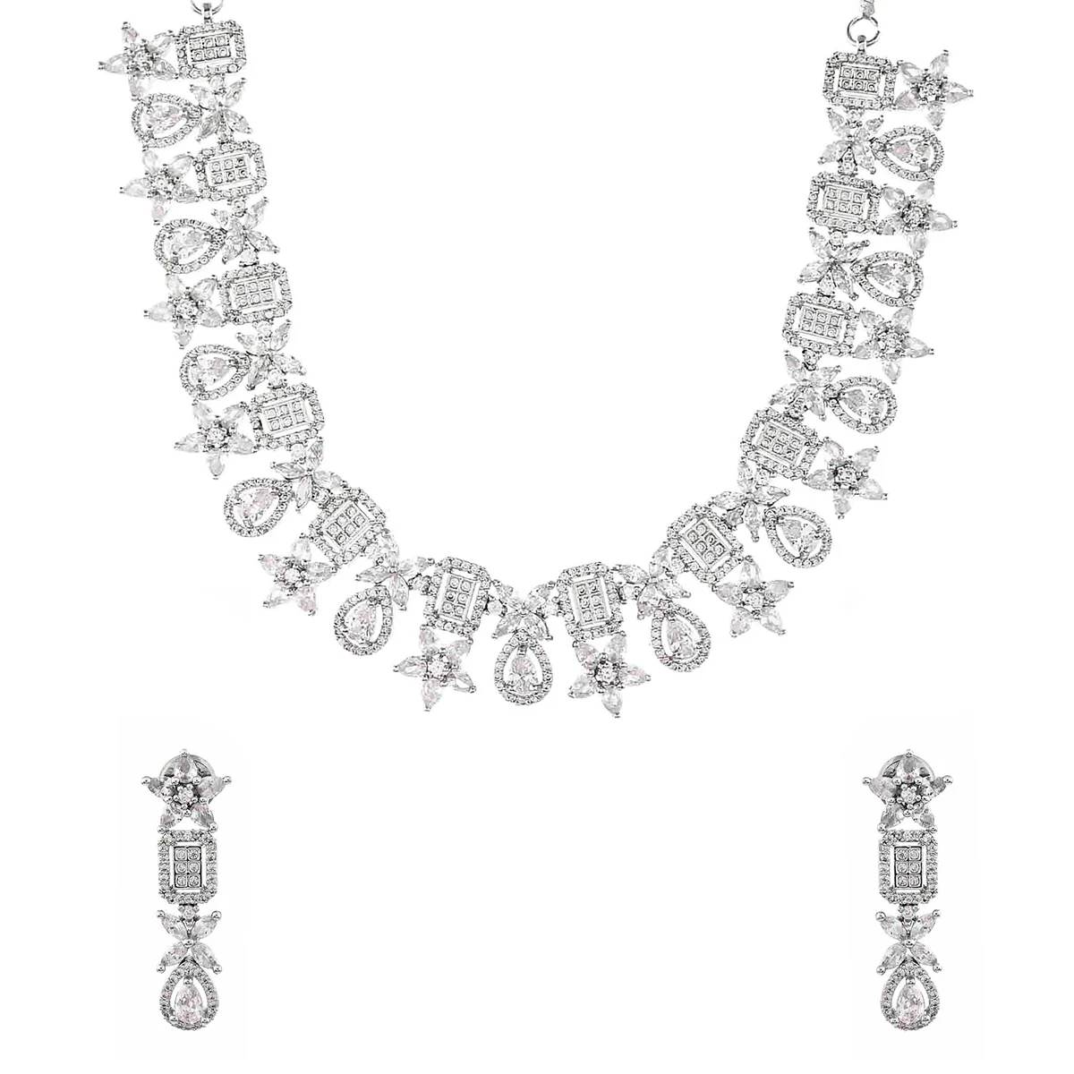 Sparkling Elegance Floral Patterns Jewellery Set - Image 4
