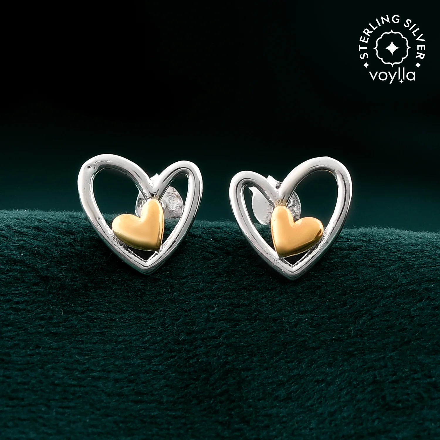 Endless Love Duogleam Hearts In Harmony Sterling Silver Stud Earrings