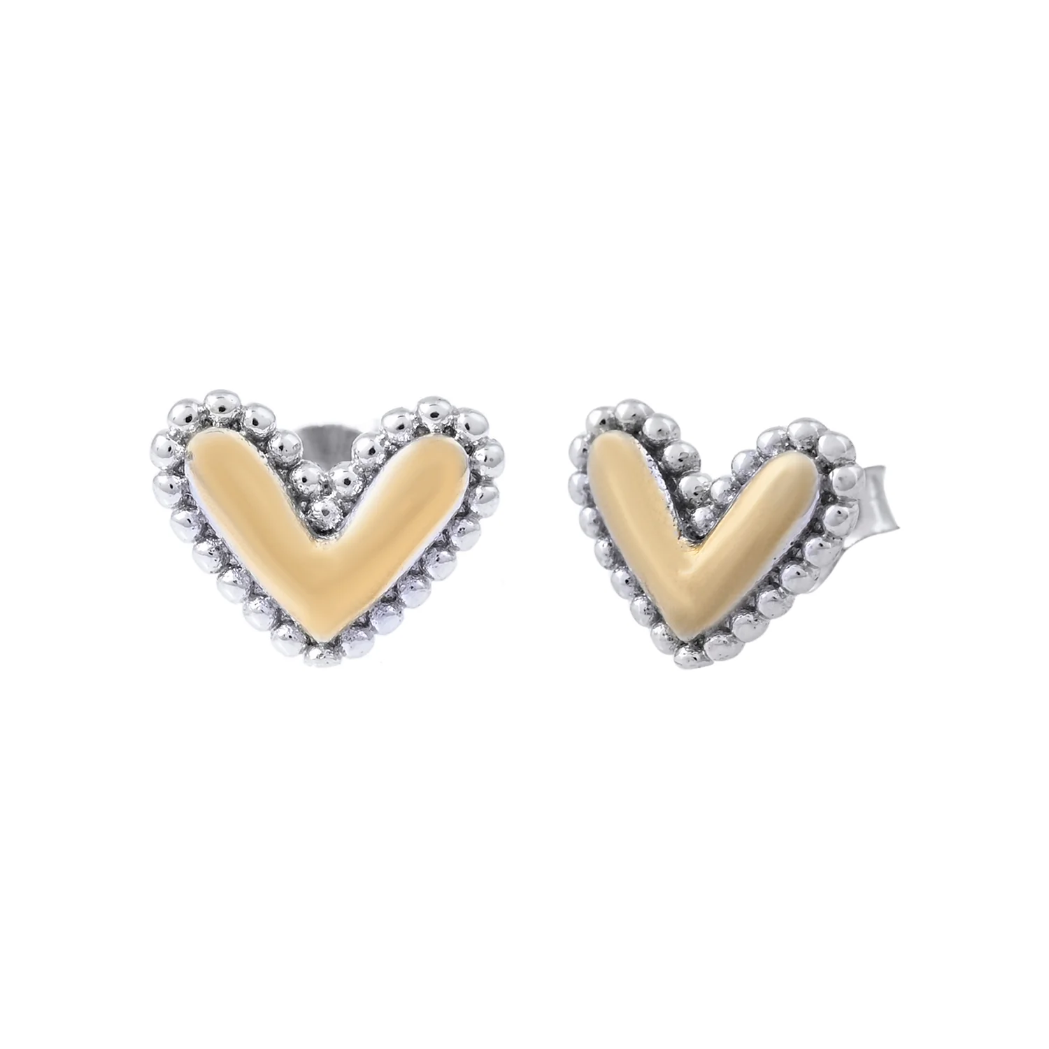 Endless Love Duogleam  Little Heart Sterling Silver Stud Earrings - Image 3