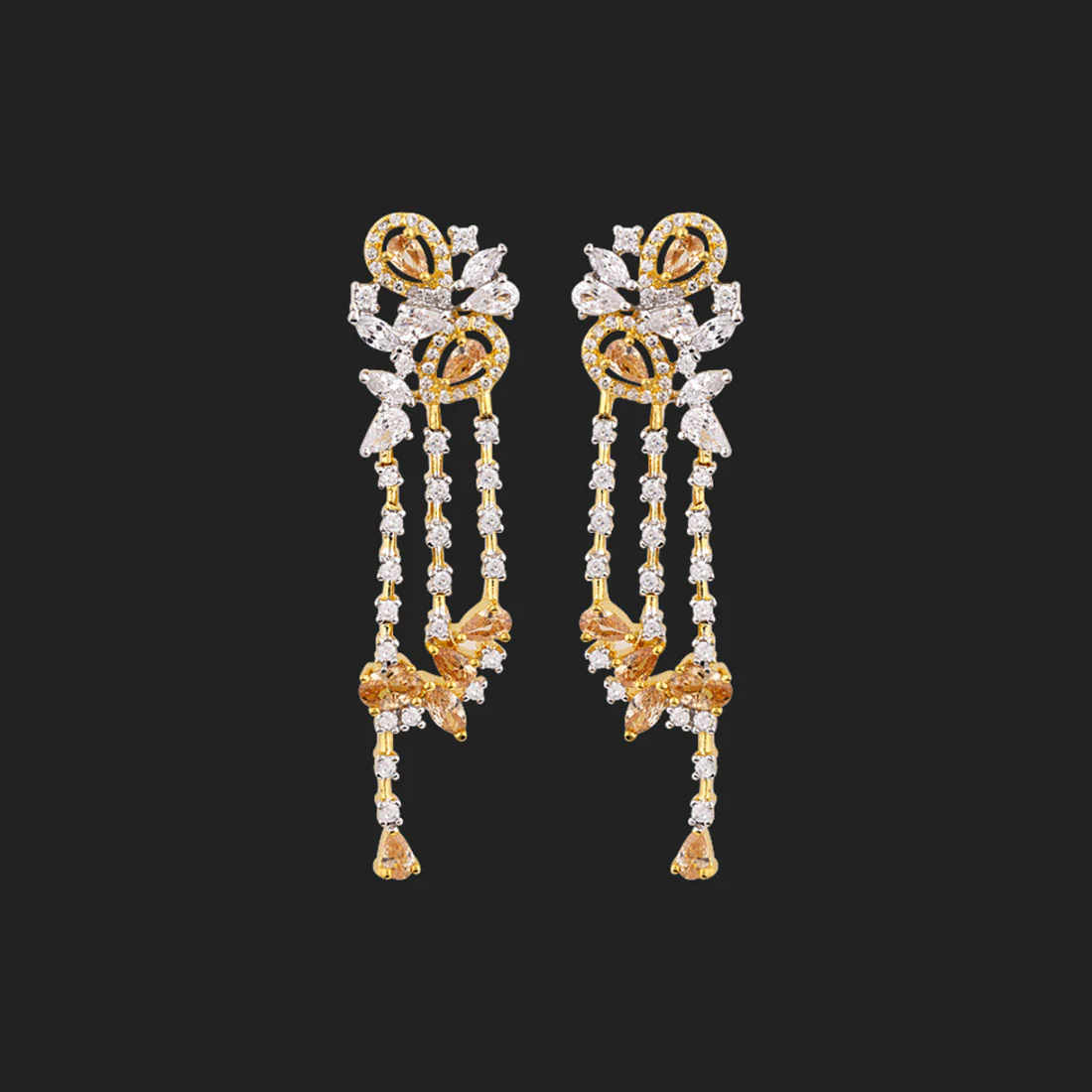 Eternal Sunshine Tassels Gems Adorned Earrings - Image 3