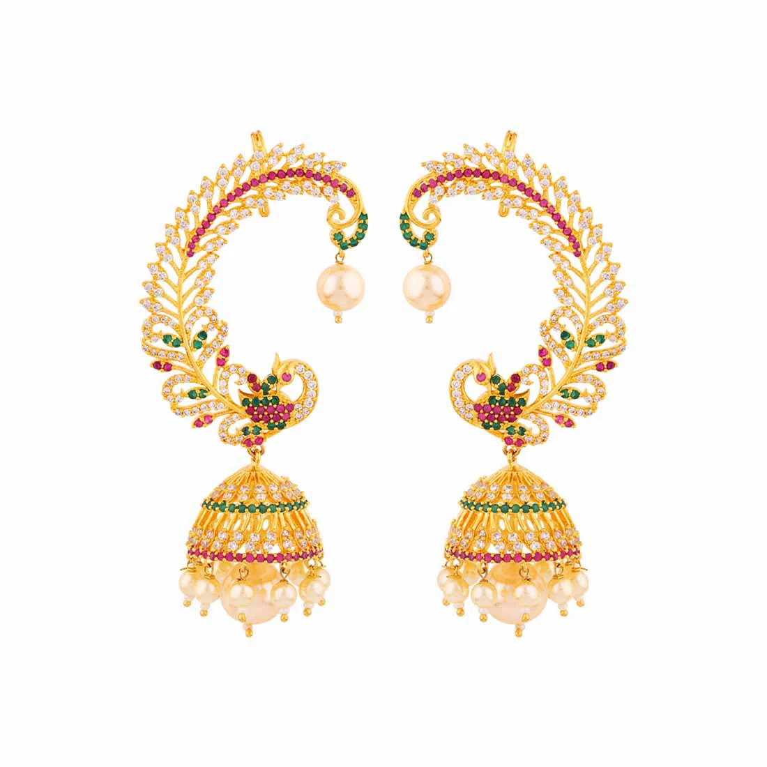 Ethnic Cuff Style Brass Earrings - Image 2