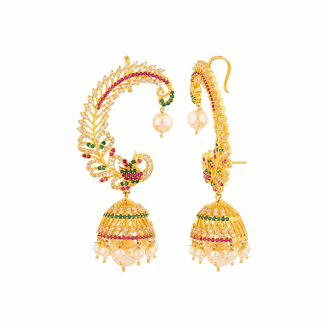 Ethnic Cuff Style Brass Earrings - Image 3