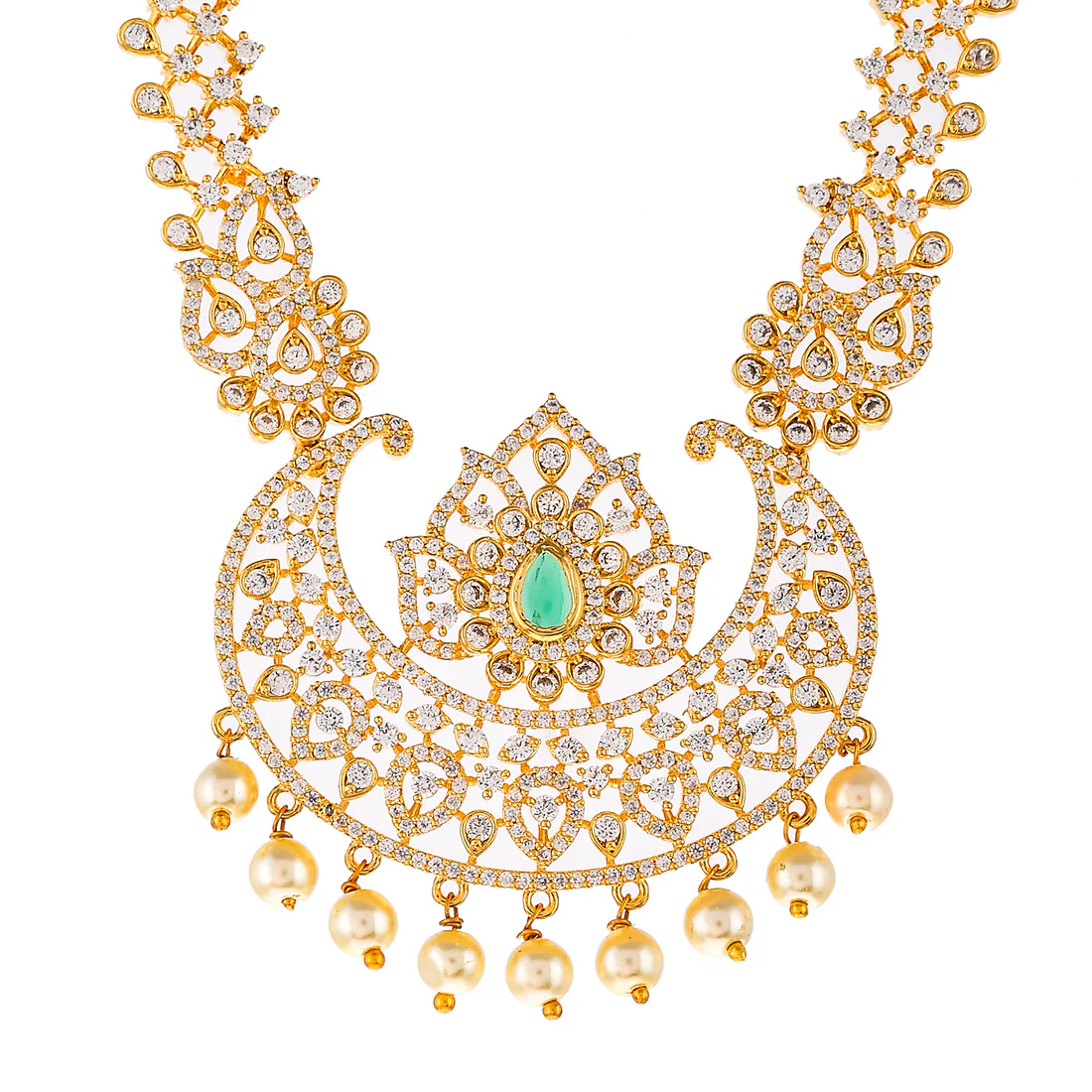 Ethnic Pearl Beads and CZ Jewellery Set - Image 4