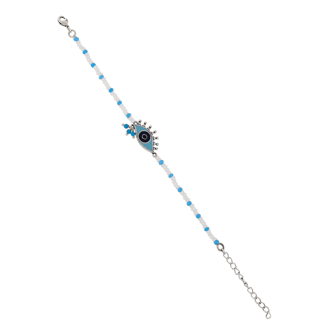 Evil Eye Small Blue And White Bead Hangings Anklet - Image 3