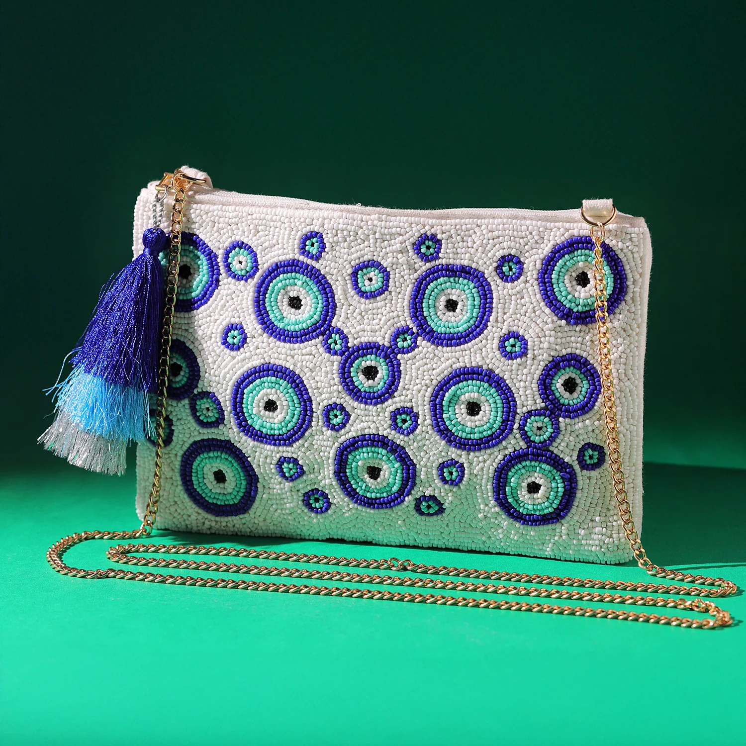 Evil Eye Beaded Clutch Bag