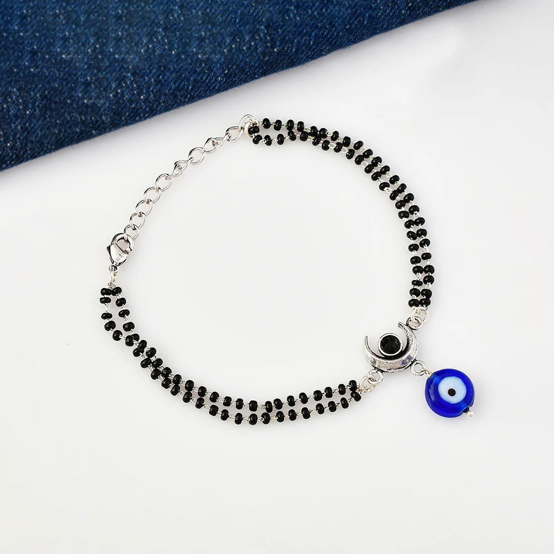 Evil Eye Double Chain Hanging Bracelet