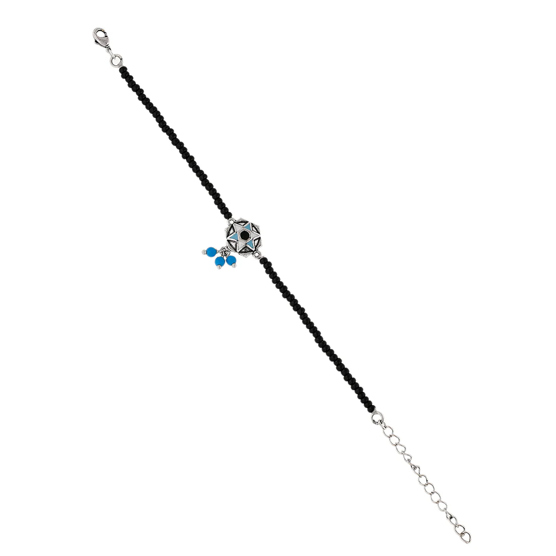 Evil Eye Motif Blue Bead Hangings Anklet - Image 3