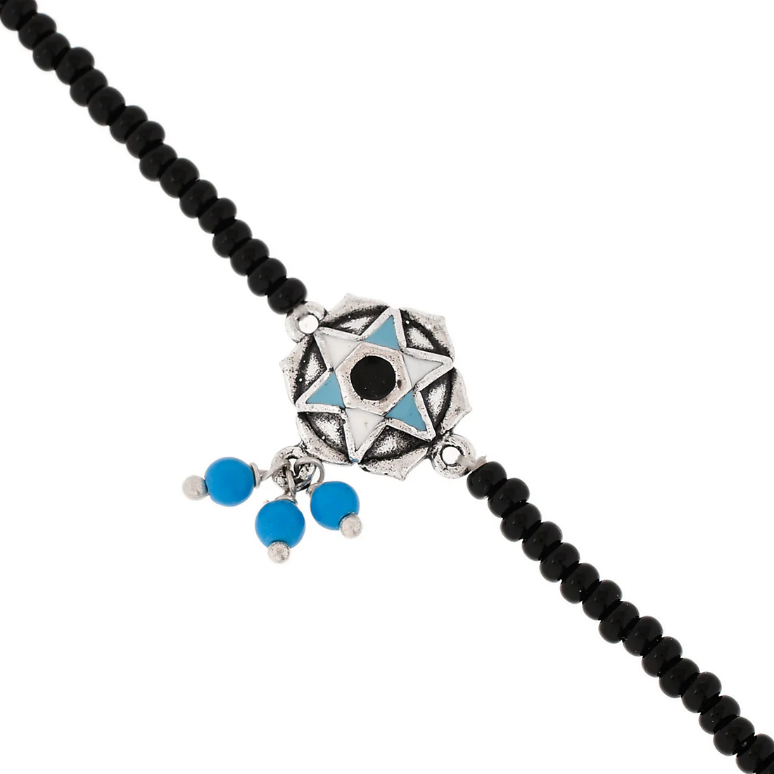 Evil Eye Motif Blue Bead Hangings Anklet - Image 4