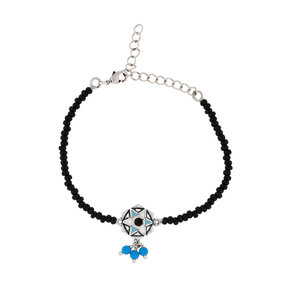 Evil Eye Motif Blue Bead Hangings Anklet - Image 5