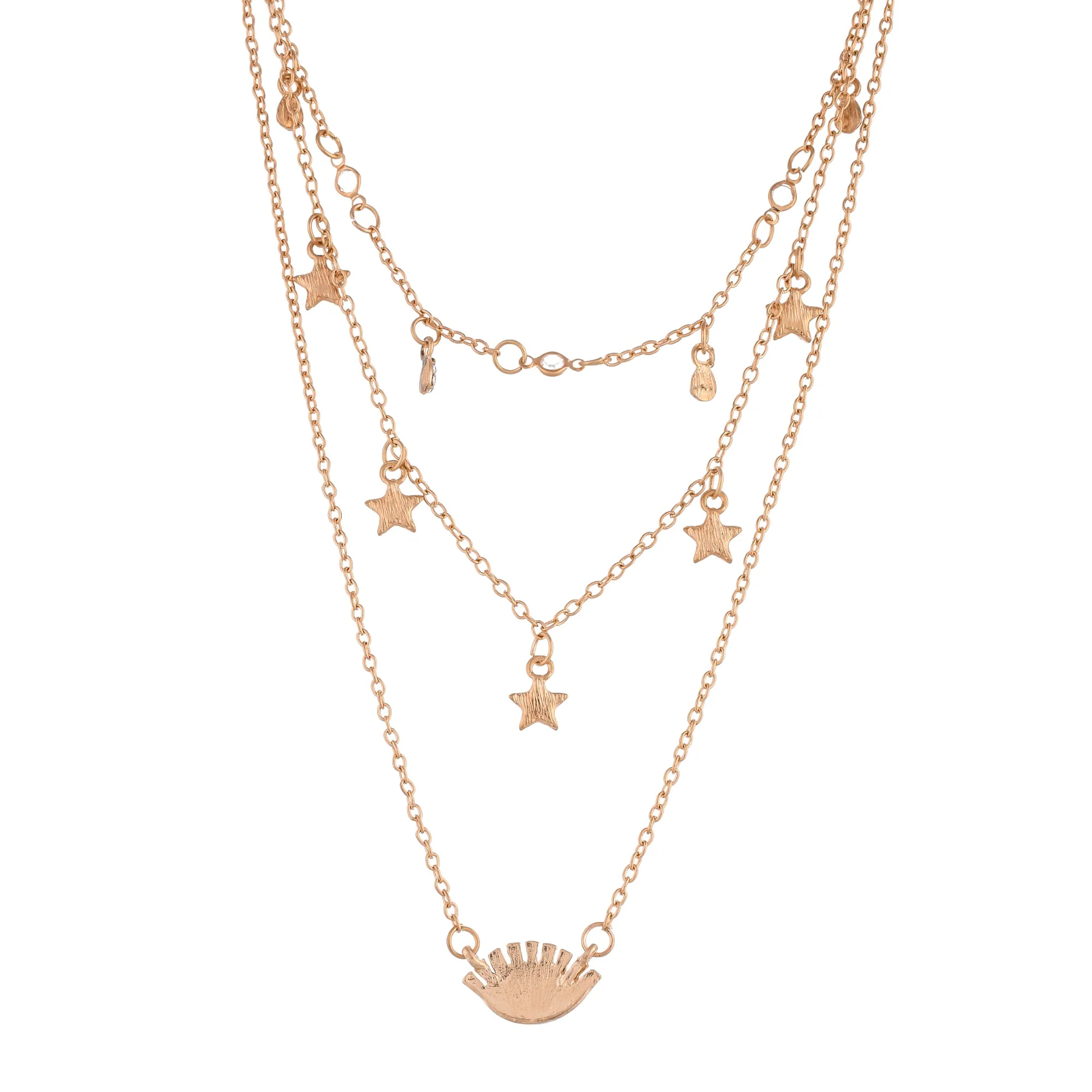 Evil Eye Talisman And Twinkling Stars Charm Gold Plated Necklace - Image 6