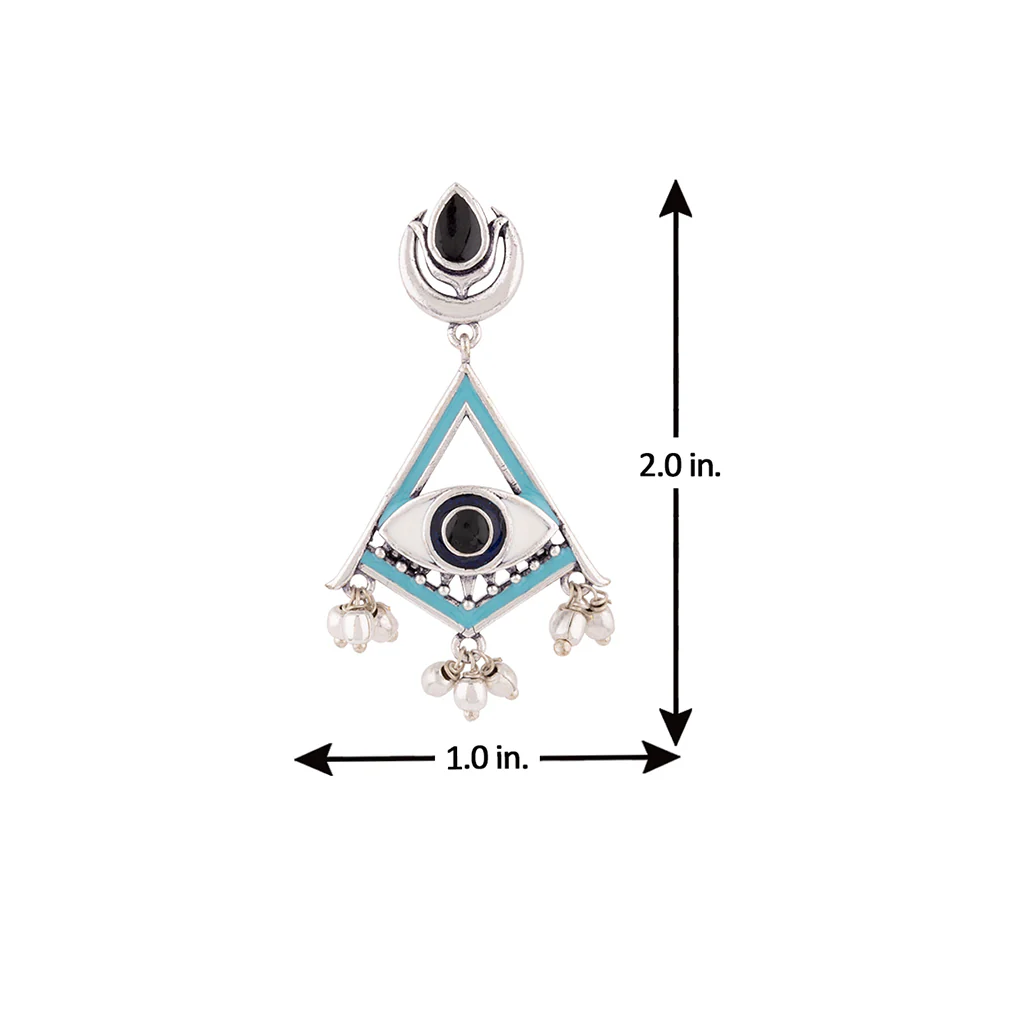 Evil Eyes Aztec Triangle Earrings - Image 6