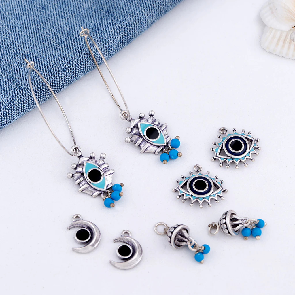 Evil Eyes Charms Hoop Earrings