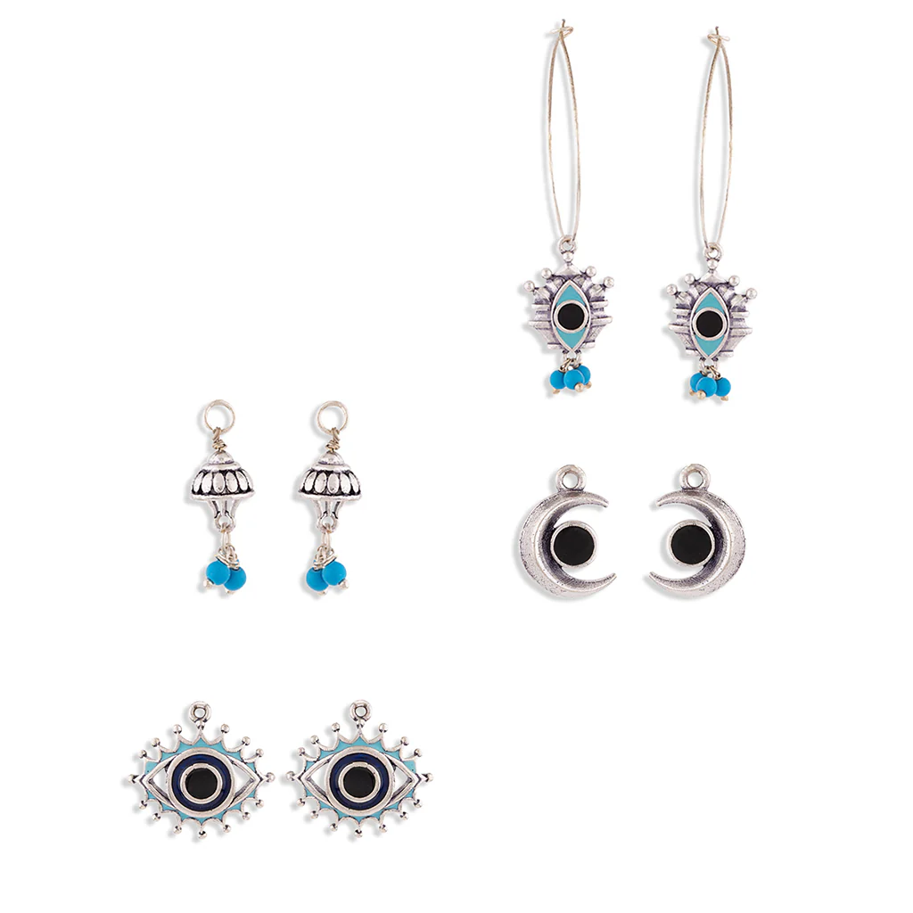 Evil Eyes Charms Hoop Earrings - Image 3