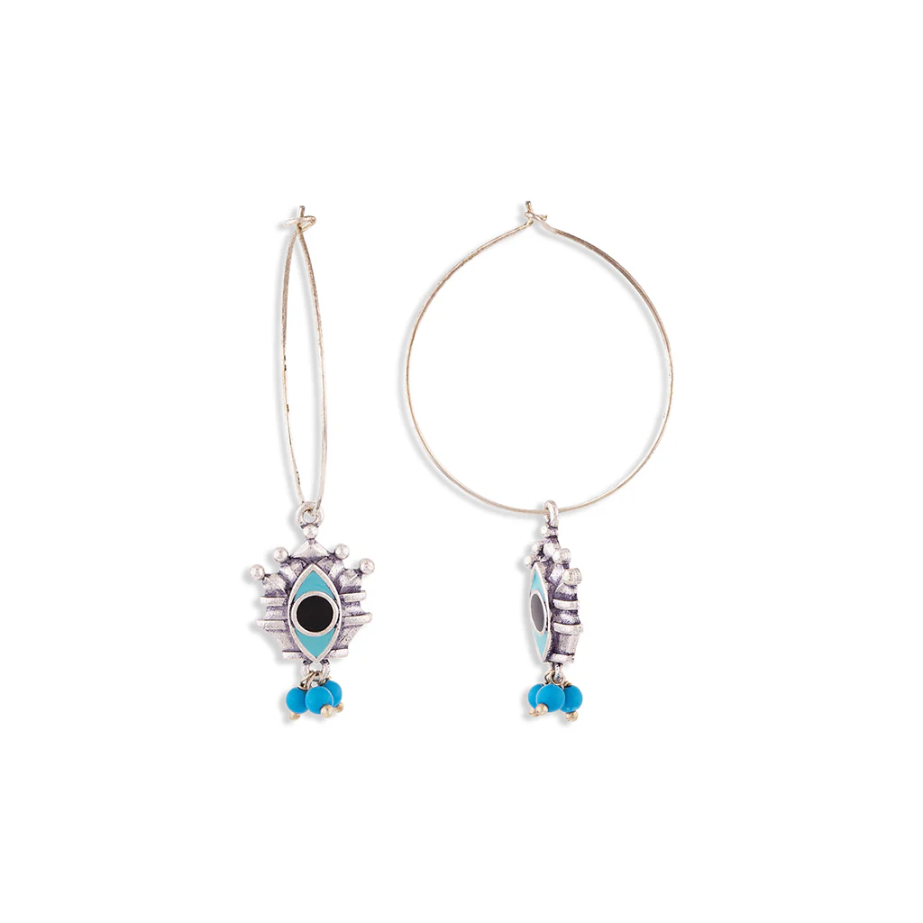 Evil Eyes Charms Hoop Earrings - Image 4