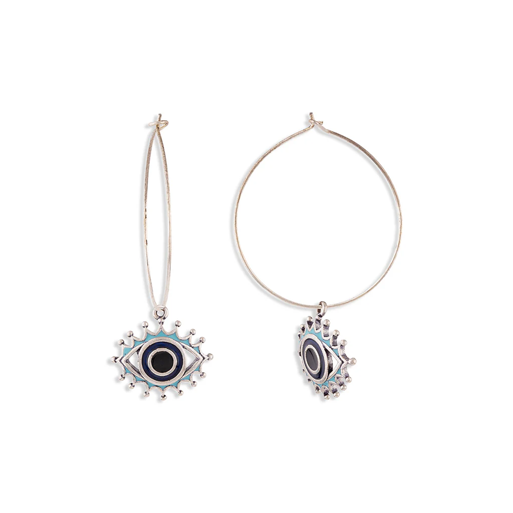 Evil Eyes Charms Hoop Earrings - Image 6