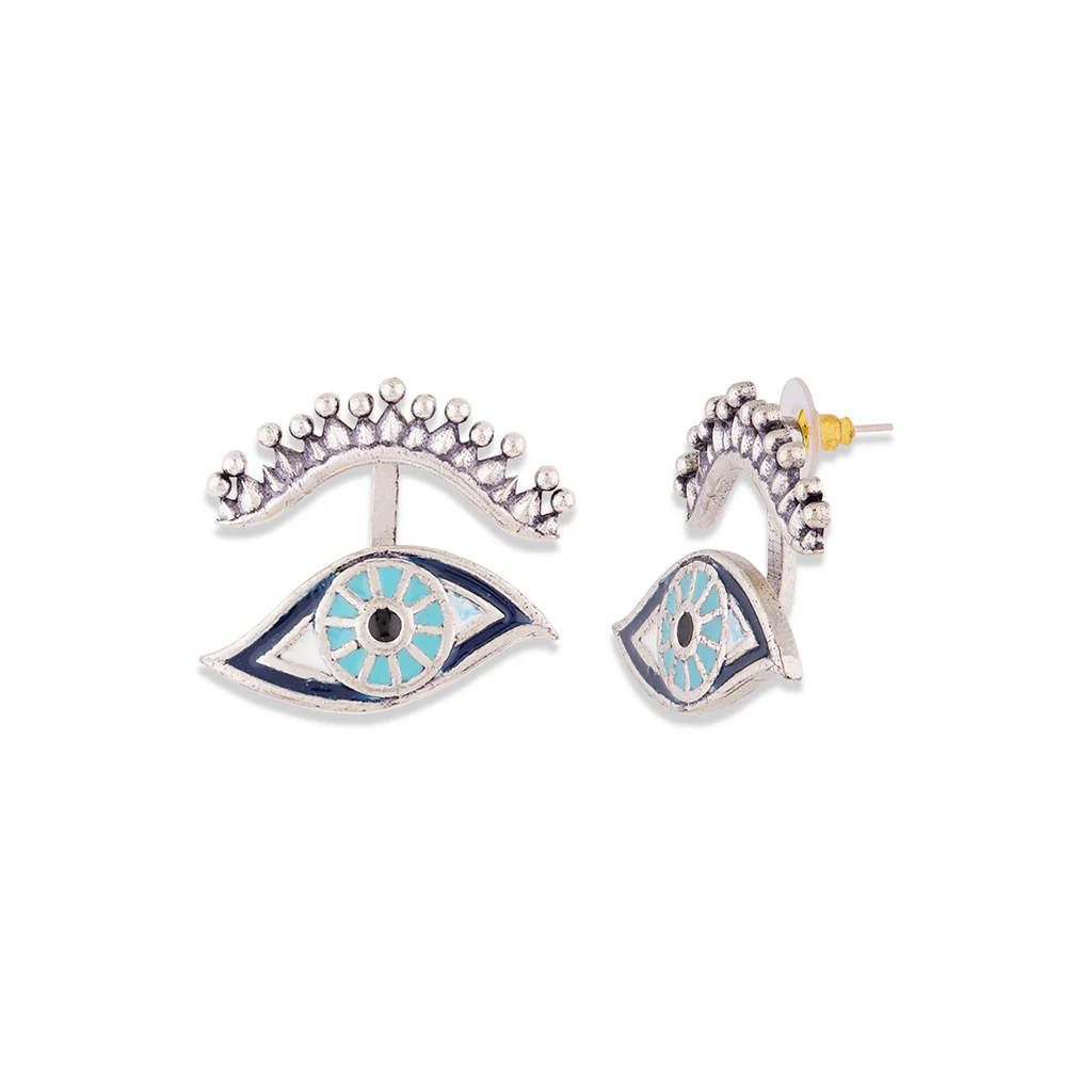 Evil Eyes Enameled Eyes Earrings - Image 4