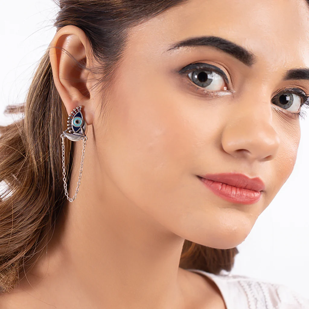 Evil Eyes Half Wing Earrings - Image 2