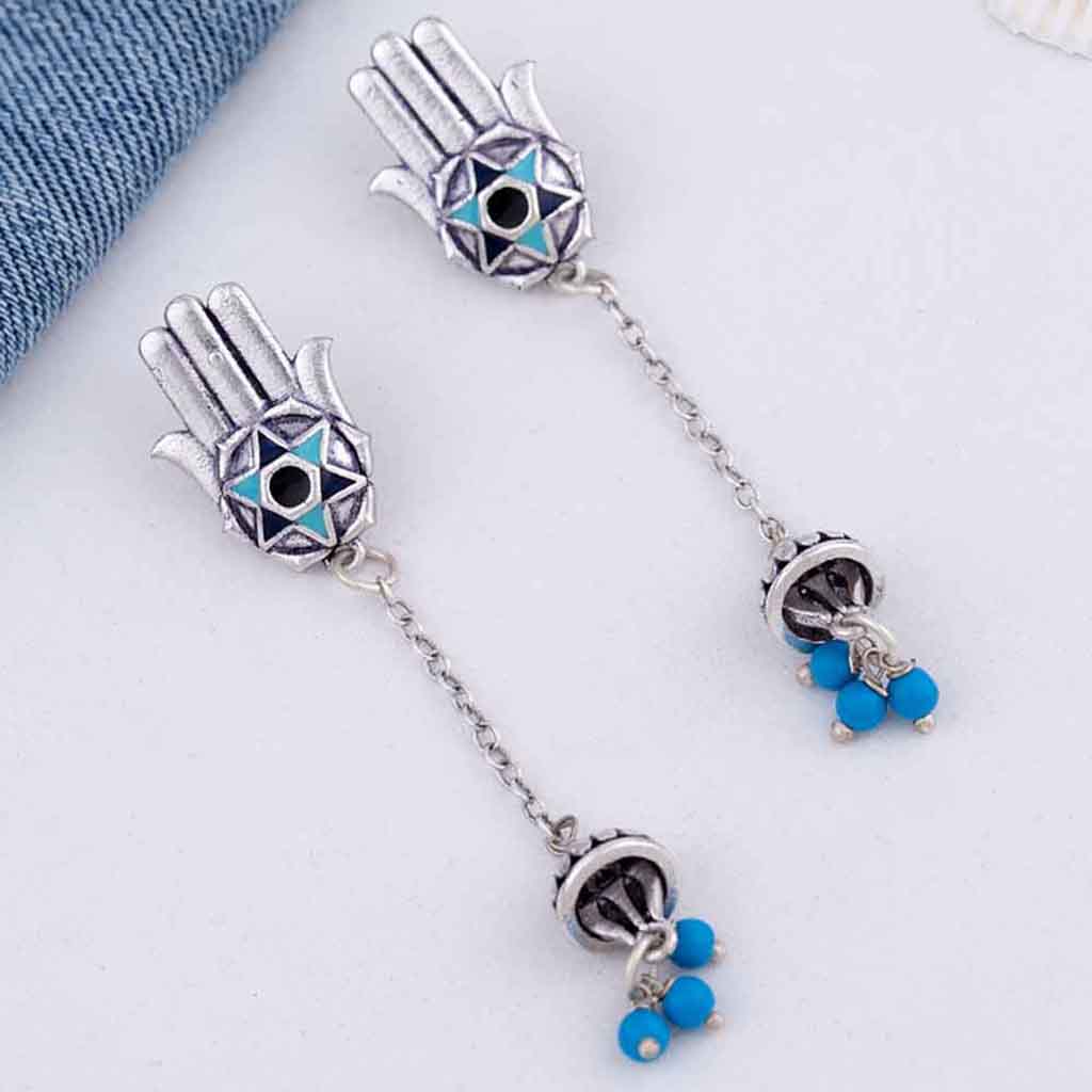 Evil Eyes Hamsa Drop Earrings