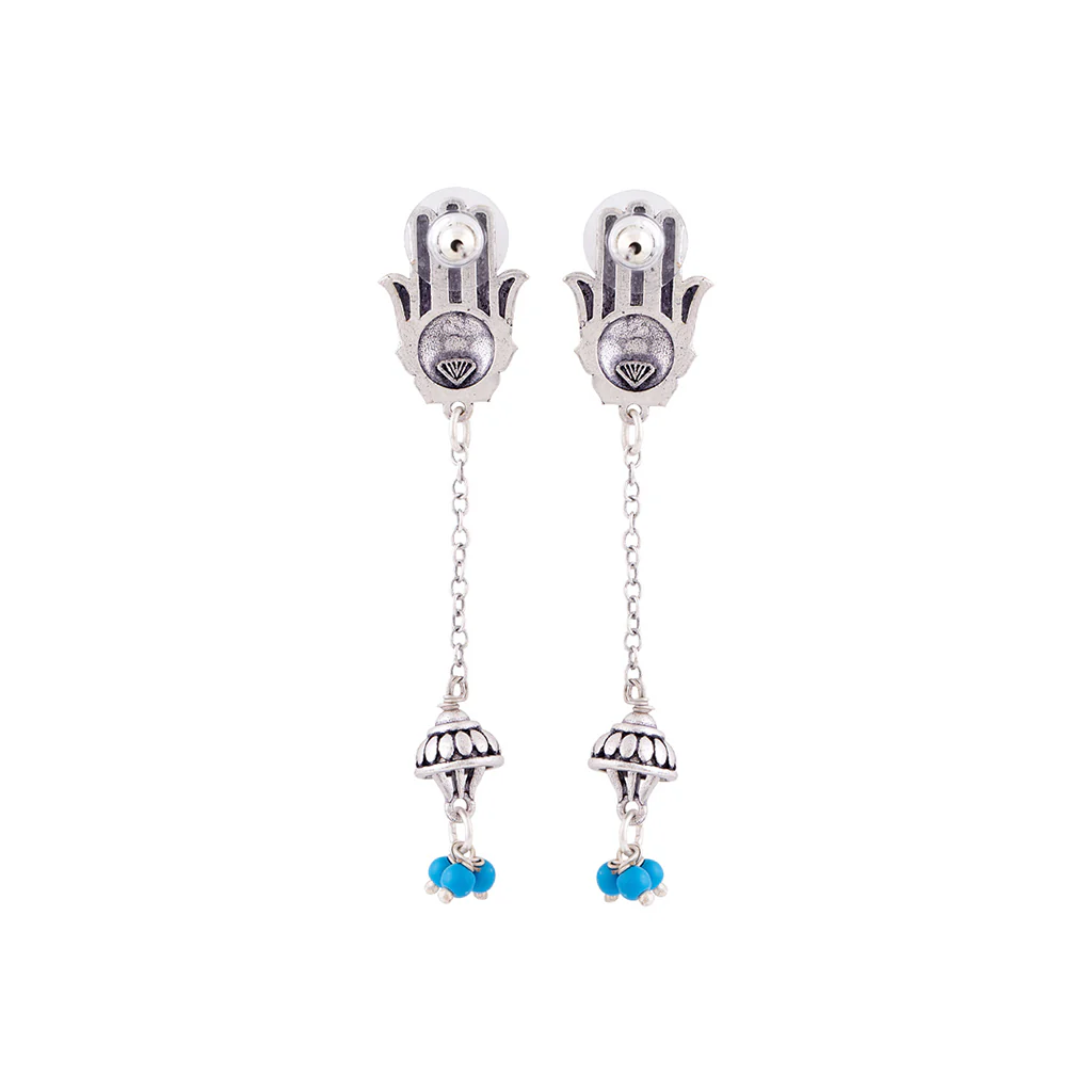 Evil Eyes Hamsa Drop Earrings - Image 5