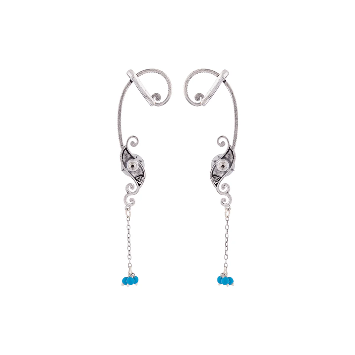 Evil Eyes Lightly Embellished Cuff Earrings - Image 5