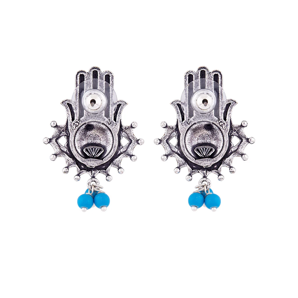 Evil Eyes Lightly Embellished Hamsa Earrings - Image 5