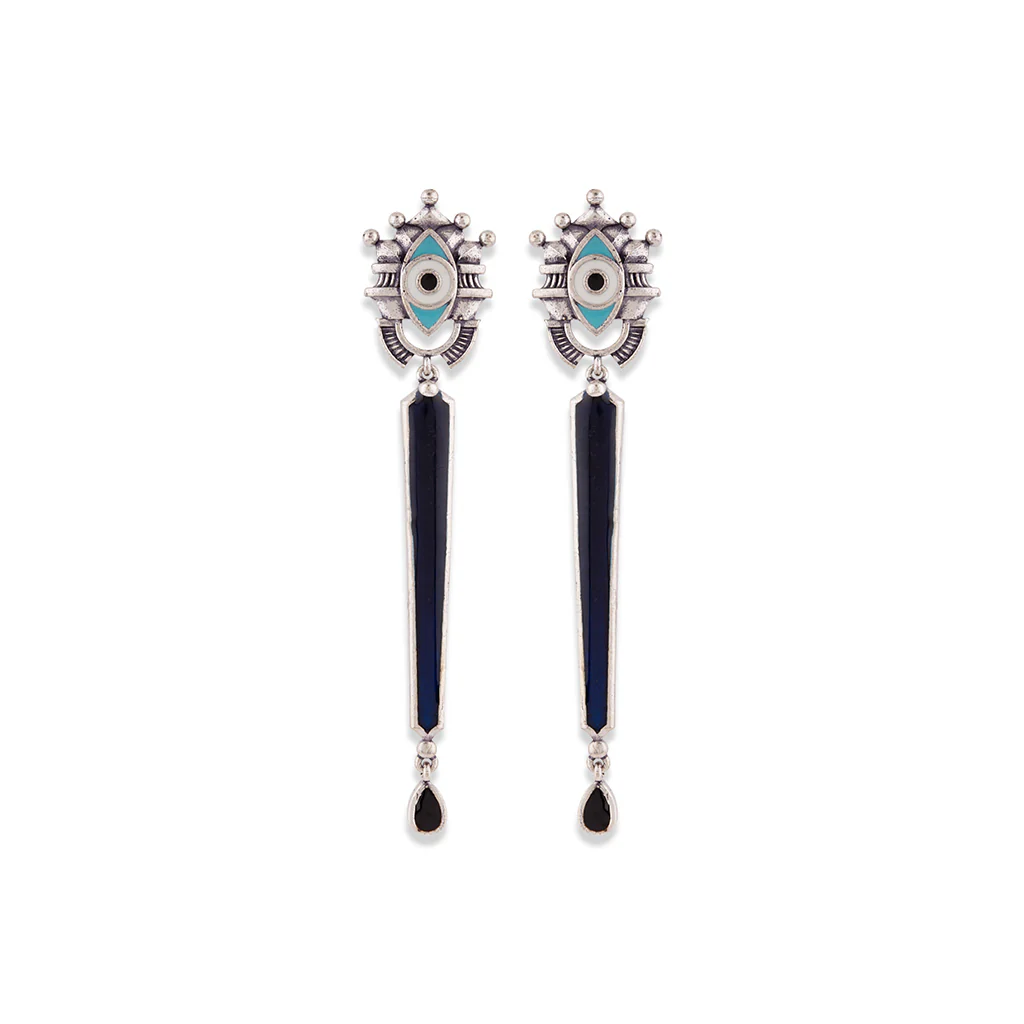 Evil Eyes Long Drop Earrings - Image 3