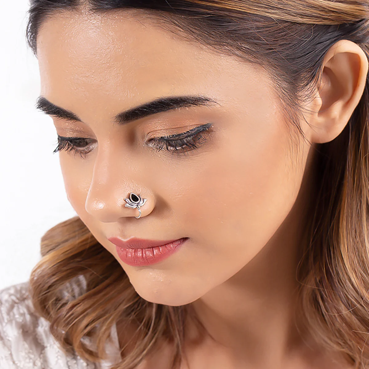 Evil Eyes Lotus Nose Pin - Image 2
