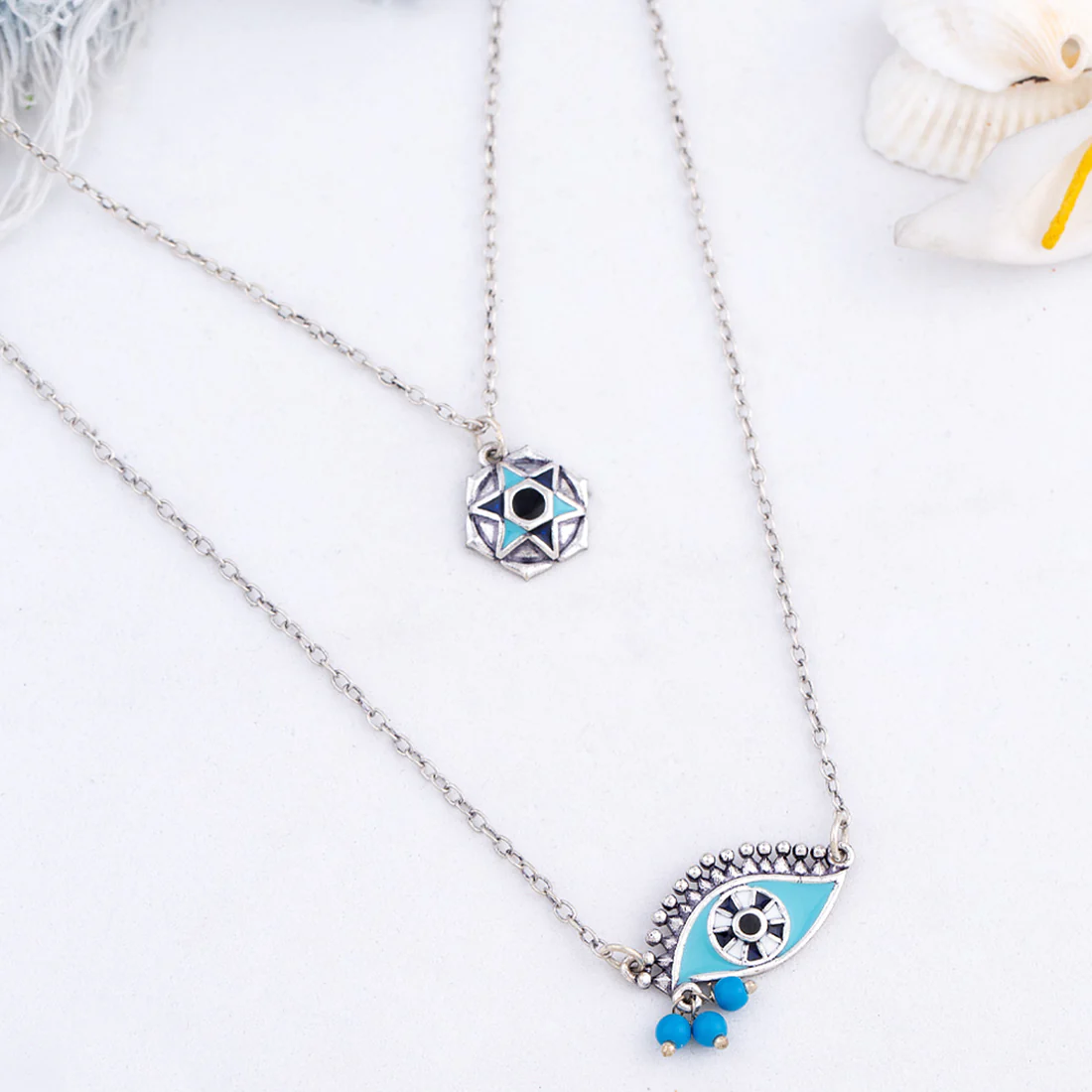 Evil Eyes Tribal Motif Necklace