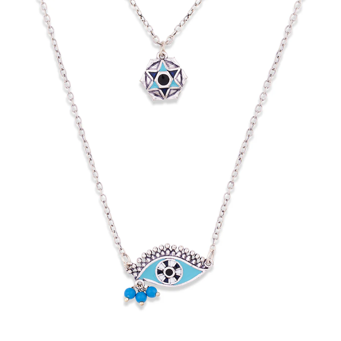 Evil Eyes Tribal Motif Necklace - Image 3